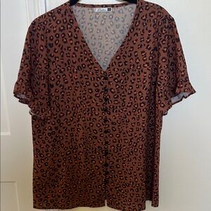 Brown Leopard Print Blouse